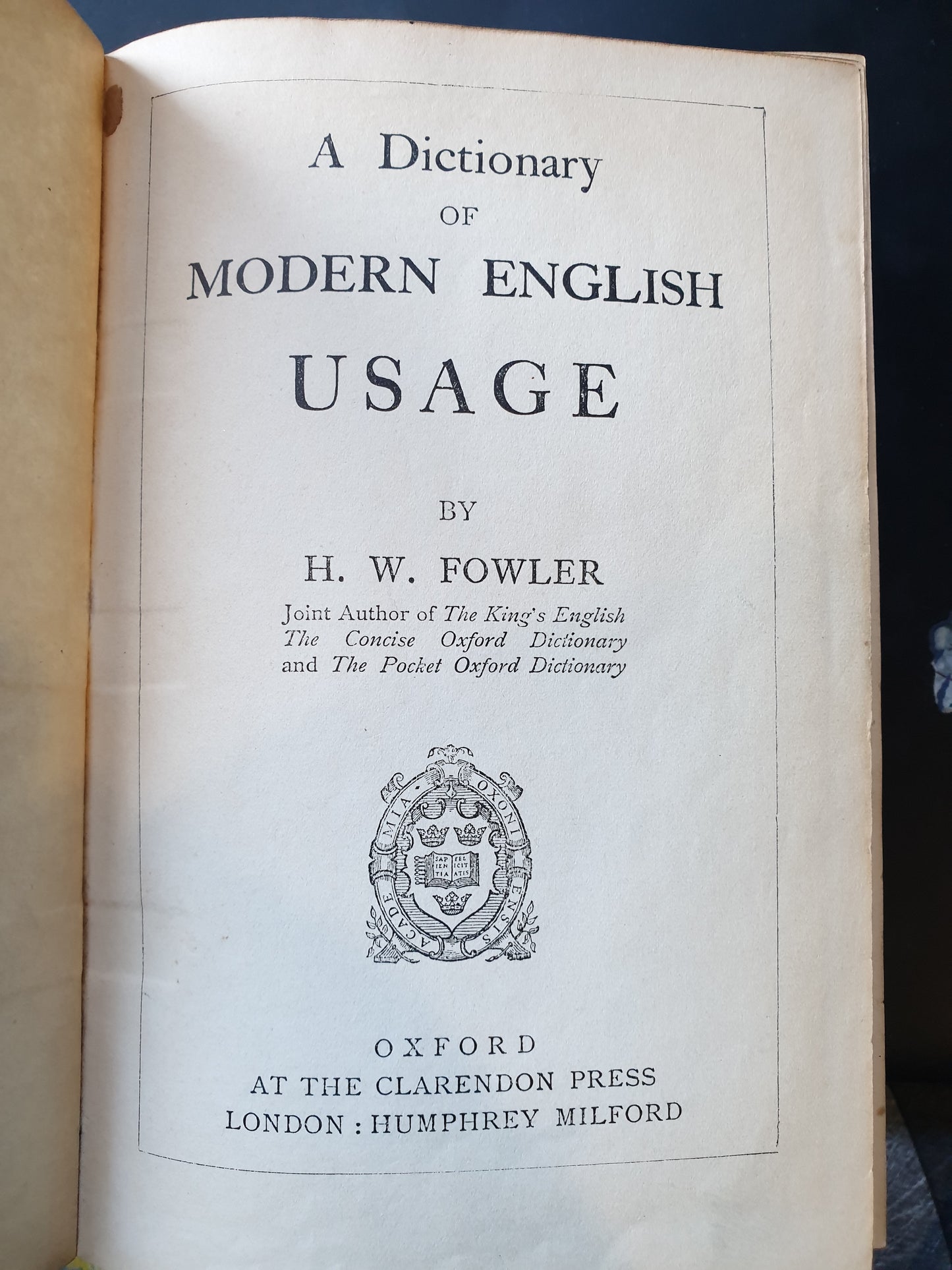 Modern English Usage - 1937  - Fowler
